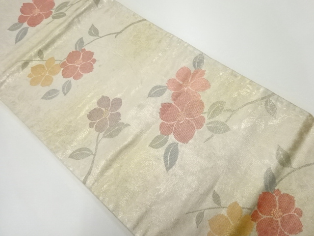 JAPANESE KIMONO / ANTIQUE FUKURO OBI / SILK / WOVEN FLOWERS